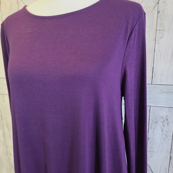 Zenana Outfitters Purple Long-Sleeve Ruffle-Hem Dress - Picture 2 of 6